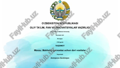 mahalliy gemostaz uchun dori vositalar — PPTX