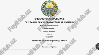 pul oqimlari hisoboti — PPTX