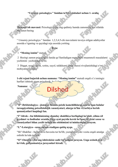umumiy psixologiya — DOCX