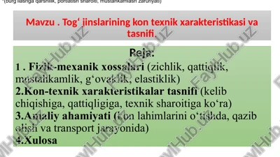 tog‘jinslarining kontexnik xarakteristikasi va tasnifi — PPTX