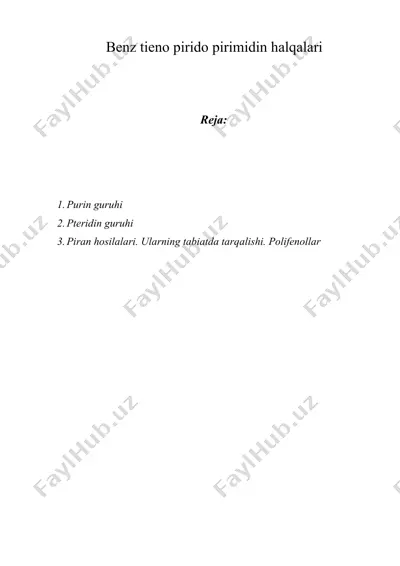 bеnz tiеnо piridо pirimidin halqalari — DOCX