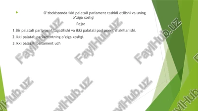 o’zbekistonda ikki palatali parlament tashkil etilishi va uning o’ziga xosligi — PPTX