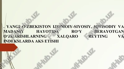 o‘zbekiston respublikasining xalqaro reyting va indekslardagi o’rnini yaxshilash chora-tadbirlari — PDF