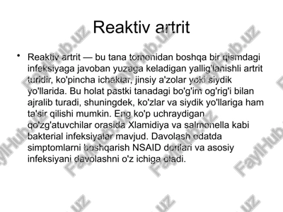 reaktiv artrit — PPTX