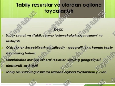 tabiiy resurslar — PPTX