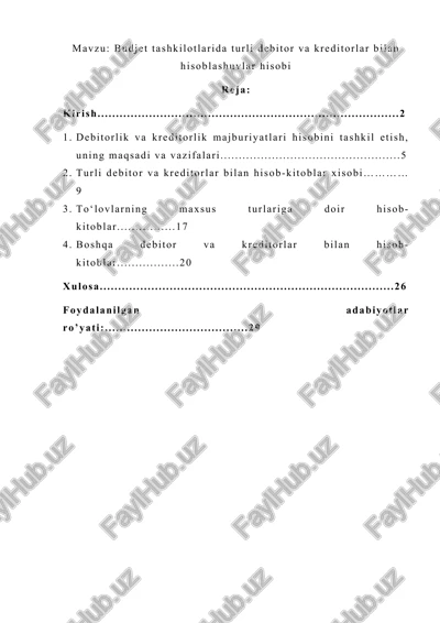 budjet hisobi fanining asosiy maqsadi — DOCX