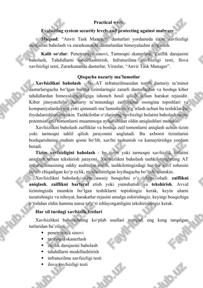 xavfsizlikni baholash — DOCX