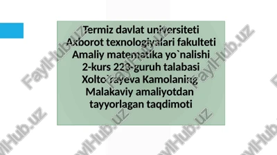 eksperttizimlar va elektron jadvallar — PPTX