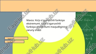 ko'p o'zgaruvchili funksiya ekstremumi. ko'p o'zgaruvchili funksiya ekstremumi mavjudligining zaruriy sharti​ — PPTX