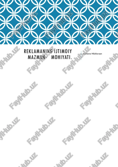 reklamaning ijtimoiy mazmuni — PDF