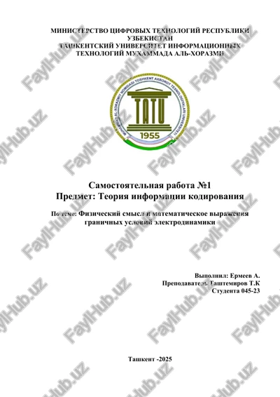 fizicheskiy smisl i matematicheskoe virajeniya granichnix usloviy elektrodinamiki — DOCX