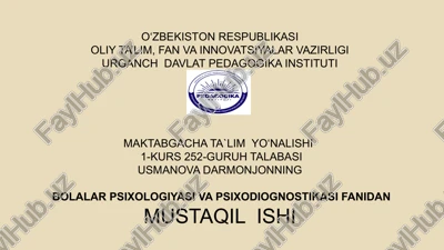 bolalar psixologiyasining yordamchi usullarini o'rganish — PPTX