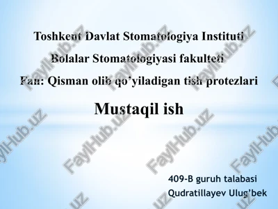 qisman olib qo’yiladigan tish protezlari. klassifikatsiya. protez turlari — PPTX