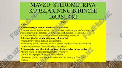 stereometriya kurslari — PPTX
