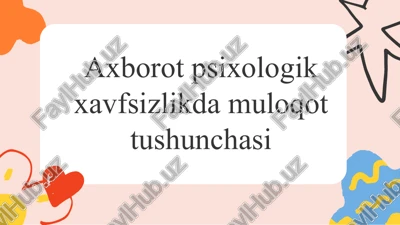axborot psixologik xavfsizlikda muloqot tushunchasi — PPTX