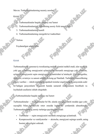 turbomashinalarning nazariy asoslari — DOCX