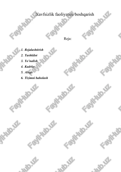 xavfsizlik faoliyatini boshqarish — DOC