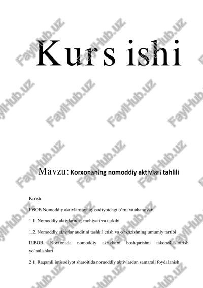nomoddiy aktivlarning iqtisodiyotdagi o‘rni va ahamiyati — PDF