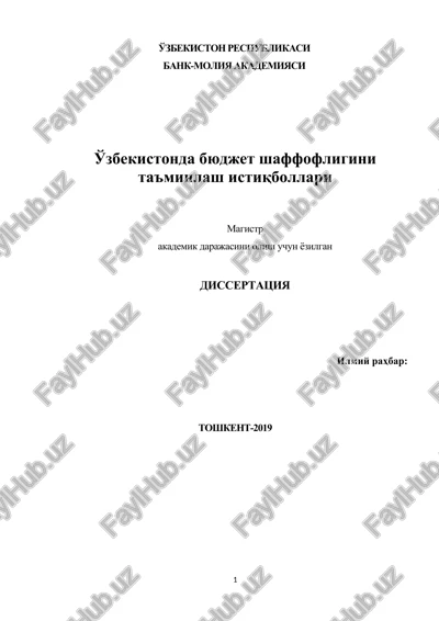 byudjet shaffofligini ta'minlash istiqbollari — DOCX