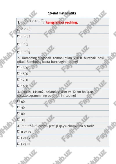 10-sinf matematika — PDF