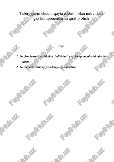 gazokondensatning ajratib olinishi — DOC