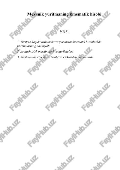 mexanik yuritmaning kinematik hisobi — DOCX