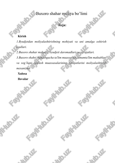buxoro shahar moliya bo’limi — DOCX