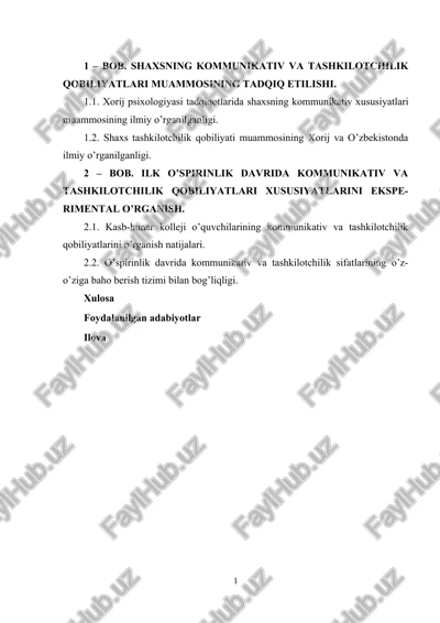 shaxsning kommunikativ va tashkilotchilik qobiliyatlari muammosining tadqiq etilishi — DOC