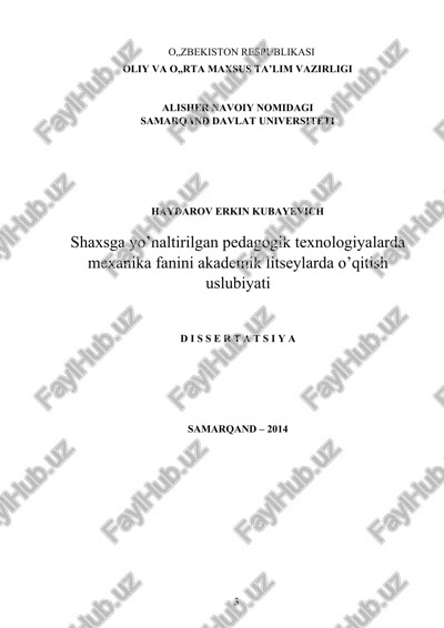 shaxsga yo’naltirilgan pedagogik texnologiyalarda mexanika fanini akademik litseylarda o’qitish uslubiyati — DOCX
