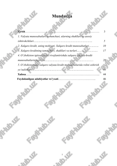 xalqaro valyuta-kredit munosabatlari — DOCX