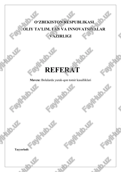 bolalarda yurak-qon tomir kasalliklari — DOCX