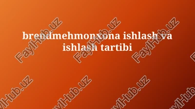 mehmonxona operatsiyalari asoslari — PPTX