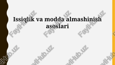 issiqlik va modda almashinish asoslari — PPTX