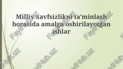 milliy xavfsizlikni ta'minlash bo'yicha olib borilayotgan ishlar — PPTX