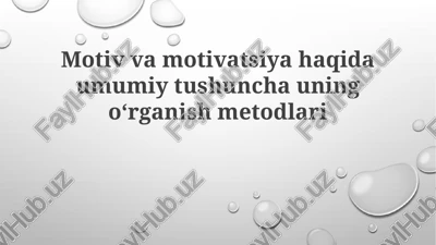 motivatsiya haqida umumiy tushuncha — PPTX