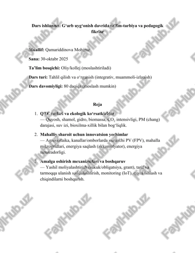 g‘arb uyg‘onish davrida ta’lim‑tarbiya va pedagogik fikrlar — DOCX