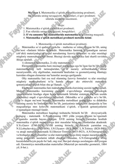 matematika o`qitish metodikasi — PDF
