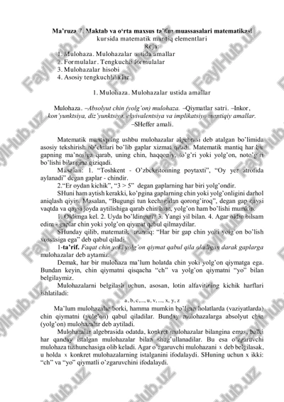 matematik mantiq elementlari — PDF