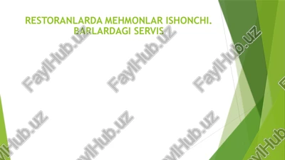 restoranlarda mehmonlar ishonchi.barlardagi servis — PPTX