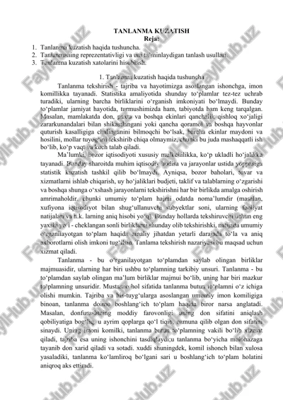 tanlanma kuzatish — DOCX