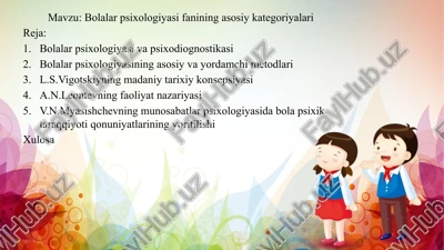 bolalar psixologiyasi fanining asosiy kategoriyalari — PPTX