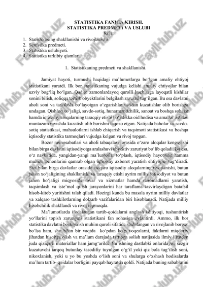 statistika faniga kirish — DOCX