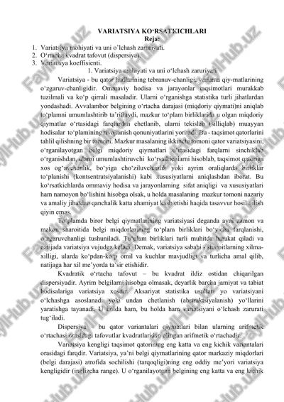 variatsiya ko‘rsatkichlari — DOCX