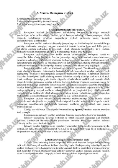 menejmentning iqtisodiy usullari — DOCX