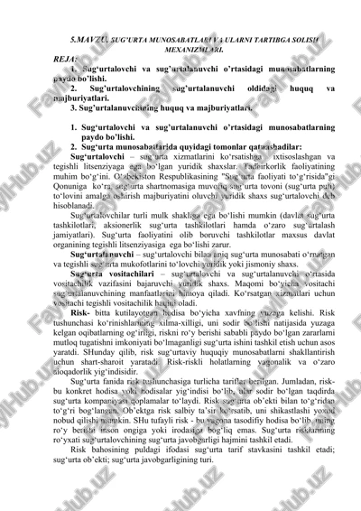 sug'urta munosabatlari va ularni tartibga solish mexanizmlari — DOCX