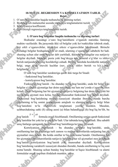 mavzu. regression va korrelyatsion tahlil — DOCX