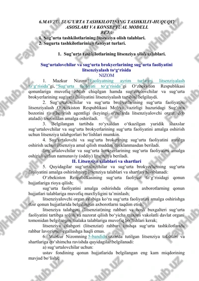 sug'urta tashkilotlarining tashkiliy-huquqiy asoslari va konseptual modeli — DOCX