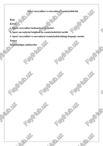 sport razryadlari va unvonlarni rasmiylashtirish — DOCX