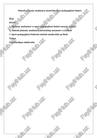 maktab jismoniy madaniyat dasturida sport pedagogikasi fanlari — DOCX