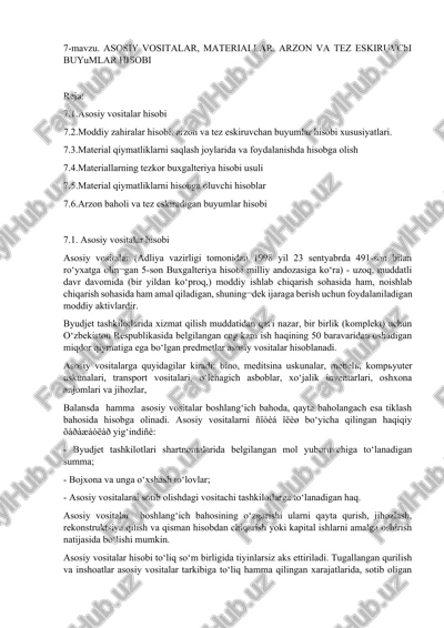 asosiy vositalar hisobi — DOCX
